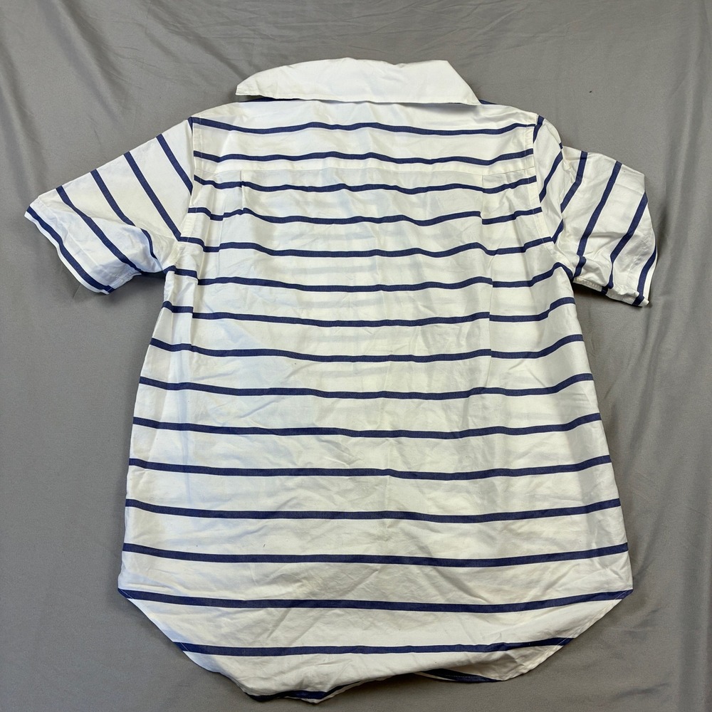 Ralph Lauren Button Up Women 4 White Blue Striped Peter Pan Collar RLPC Sailing - Picture 2 of 11